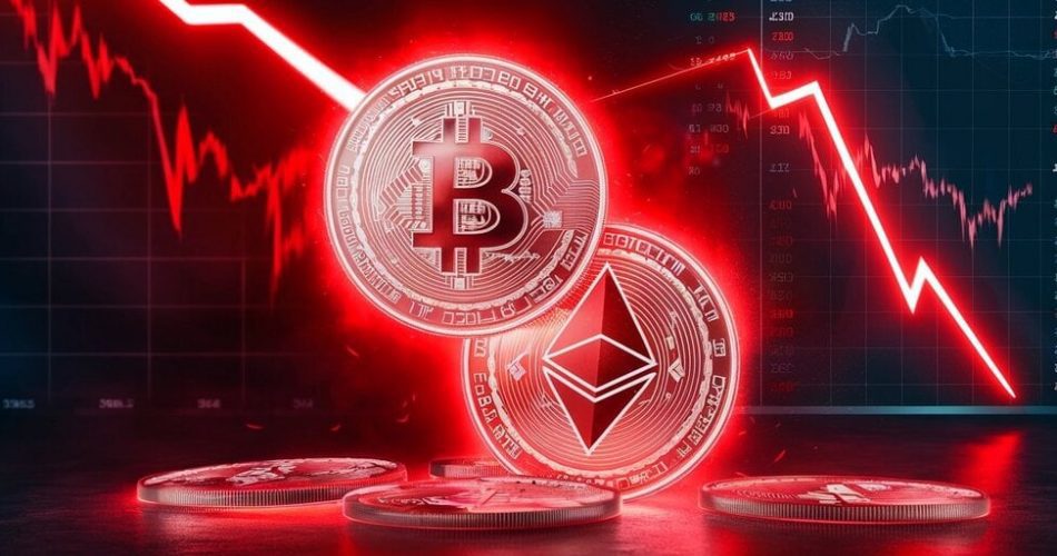 Crypto market crash 2025 chart showing Bitcoin and Ethereum price drop
