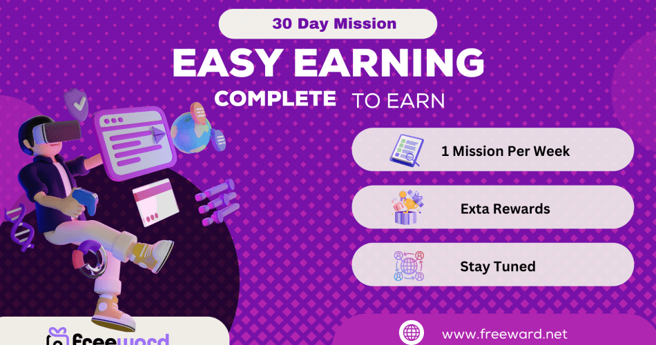 Freeward October Weekly Challenge banner with futuristic gradient design and reward icons